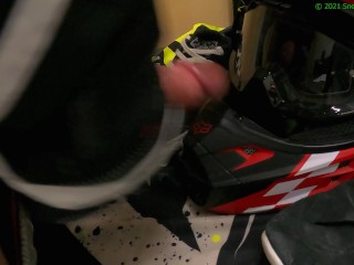 Gloves wank on friends Fox Jersey and mx Helmet